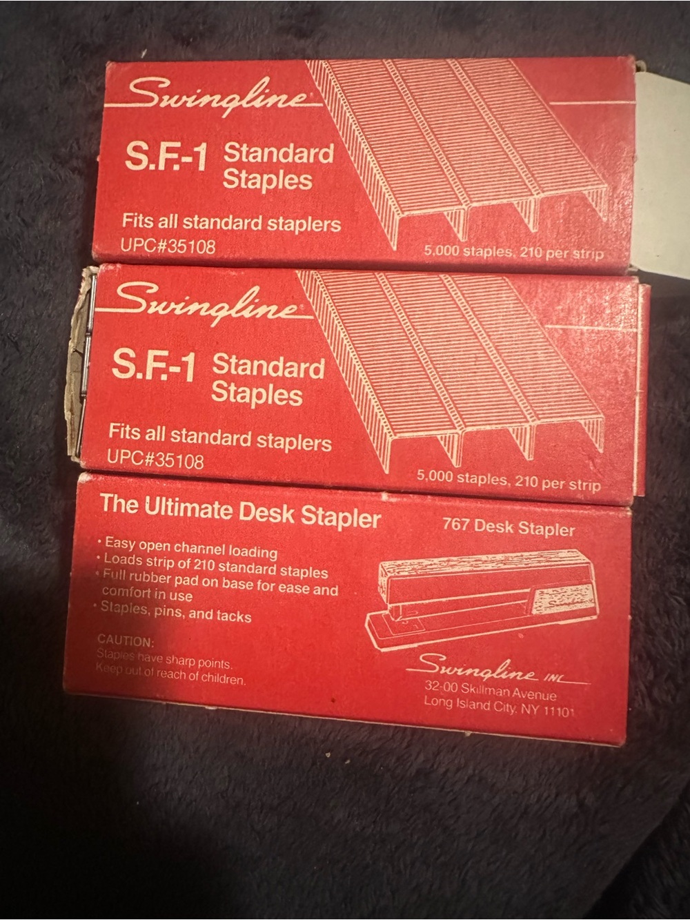 Lot of 3 Swingline SF1 5000 Standard Office Staples Made in USA NOS VTG Prop New
